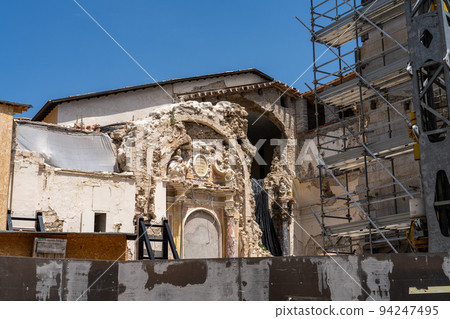 The center of Norcia at July 2020 after the earthquake of central Italy 2016 The center of Norcia at July 2020 after the earthquake of central Italy 2016 94247495