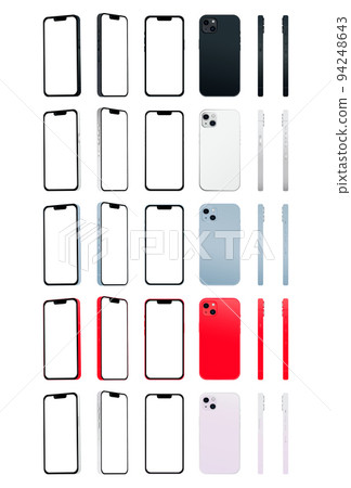 Set of 30 pcs novelty modern smartphone 14, original colors, templates for advertising - Vector 94248643