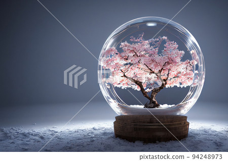 illustration cherry blossom snow globe crystal object crystal snow illustration cherry blossom snow globe crystal object crystal snow 94248973
