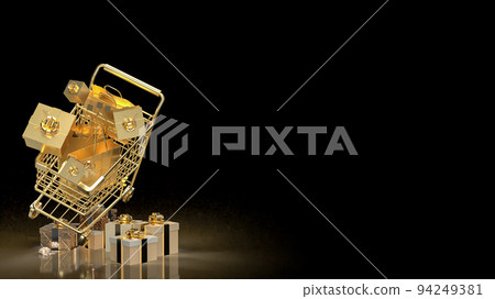 The gold shopping cart for Black Friday concept 3d rendering The gold shopping cart for Black Friday concept 3d rendering 94249381