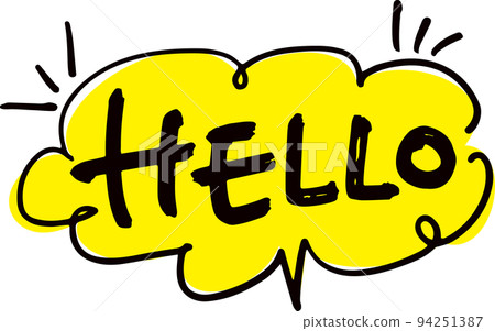 Handwritten speech bubble "HELLO" 94251387