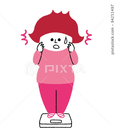 一個胖女人騎著一個規模 一個胖女人騎著一個規模 94251497
