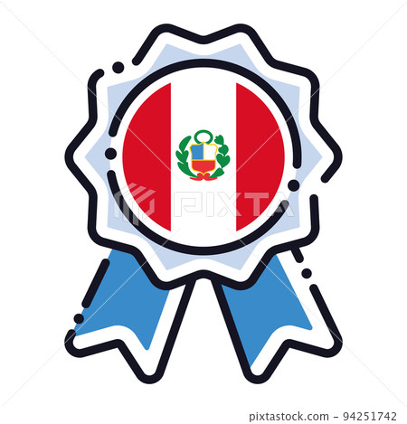 Isolated silk medal icon with the flag of Peru Vector 94251742