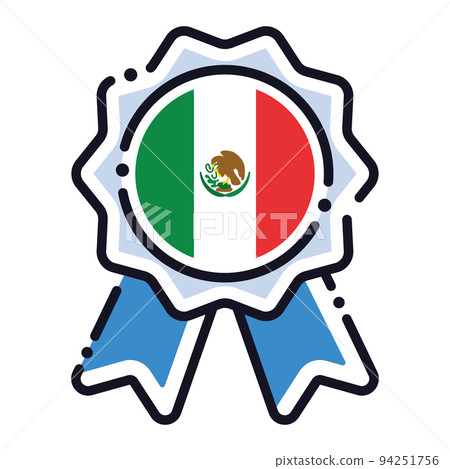Isolated silk medal icon with the flag of Mexico Vector Isolated silk medal icon with the flag of Mexico Vector 94251756