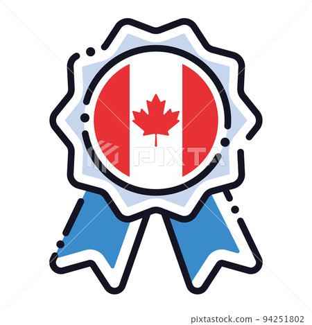 Isolated silk medal icon with the flag of Canada Vector 94251802
