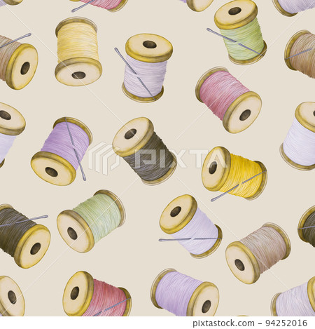 Colourful thread spools, seamless pattern Colourful thread spools, seamless pattern 94252016