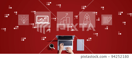 Business growth analysis with person working with laptop Business growth analysis with person working with laptop 94252180