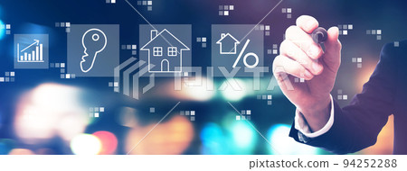 Real estate theme with businessman Real estate theme with businessman 94252288