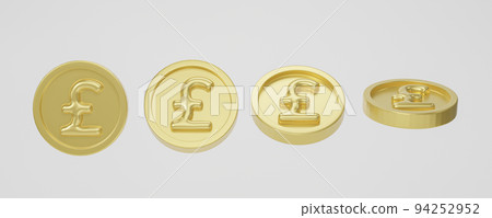 Set of Pound golden coin isolated on white... - Stock Illustration ...