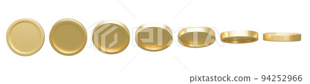Collection of golden coin in different shape on white background. Collection of golden coin in different shape on white background. 94252966