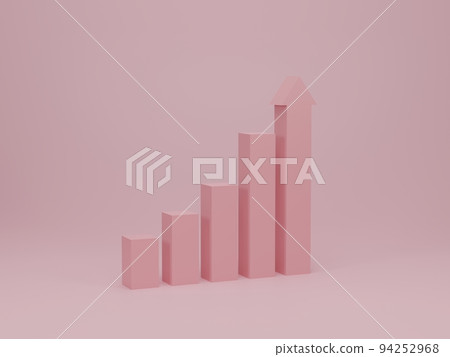 Pink growing bar graph to success process on step Pink growing bar graph to success process on step 94252968