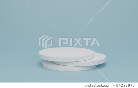 white cylinder podium on light blue background. white cylinder podium on light blue background. 94252973