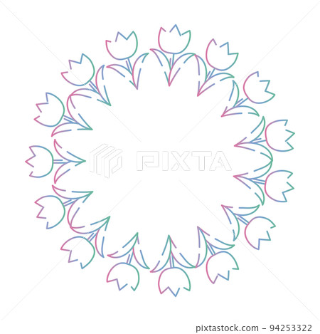 Gradient color tulip round line drawing frame 94253322