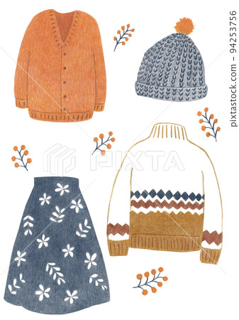 Autumn fashion colored pencil illustration 94253756