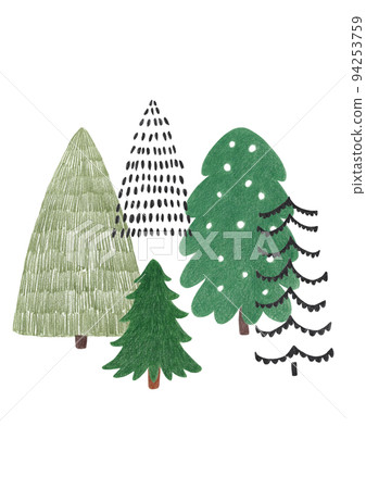 Christmas tree colored pencil illustration Christmas tree colored pencil illustration 94253759