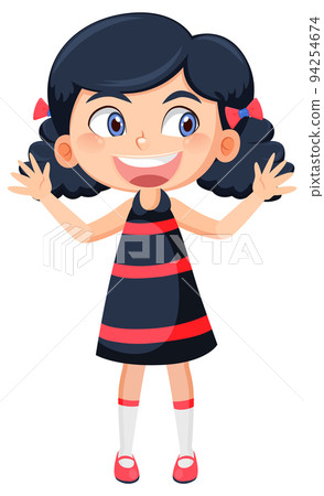 Cute girl with curly hair cartoon 94254674