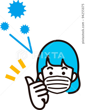 Mask woman infection prevention hay fever virus disease pollen person icon simple cute illustration 94255875