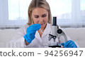 professional scientist takes a sample for a medical experiment. A research chemist works in a 94256947