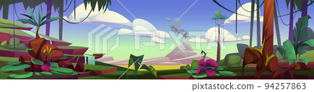 Prehistoric landscape, cartoon tropical background 94257863