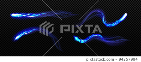 Blue magic light, smoke or wind effect with sparks 94257994