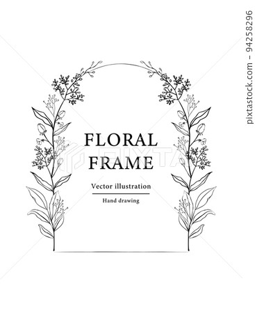 Floral hand drawn frame set. line drawing black and white 94258296