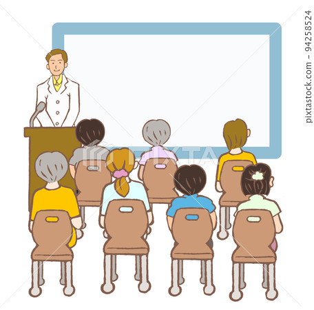 一位精神科醫生和一位演講者的背部插圖 94258524