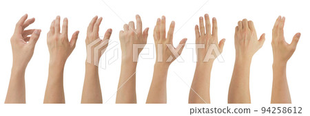 Group of Male hands gestures isolated on white background included clipping path. 94258612
