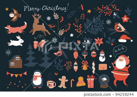 Winter collection of cute christmas elements. Vector graphics. Winter collection of cute christmas elements. Vector graphics. 94259244