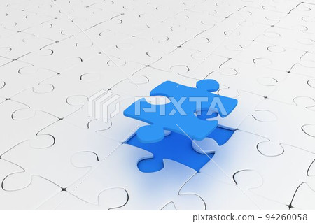 Jigsaw puzzle with blue piece Jigsaw puzzle with blue piece 94260058