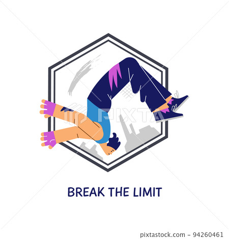 Parkour icon, young man doing backflip - flat vector illustration isolated on white background. Parkour icon, young man doing backflip - flat vector illustration isolated on white background. 94260461