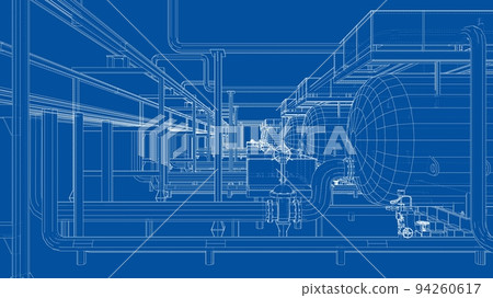Sketch of industrial equipment. Vector 94260617
