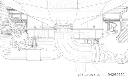 Sketch of industrial equipment. Vector Sketch of industrial equipment. Vector 94260631