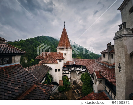 The medieval Bran fortress known as Dracula castle in Transylvania, Romania. Historical saxon style stronghold in the heart of Carpathian mountains 94260871