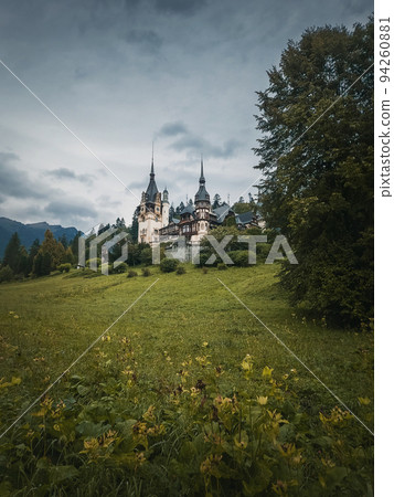 Peles Castle in Sinaia, Romania. Famous Neo-Renaissance palace of the royal family located in the heart of Carpathian mountains. 94260881