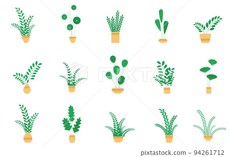 Set house plants and flowers in ceramic pots. 94261712