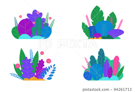 Trendy neon gradient plants and leaves background. 94261713