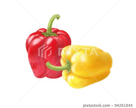 重疊彩色辣椒粉的逼真水彩插圖 94261845