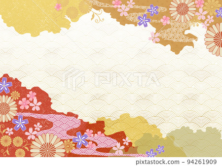 Japanese pattern frame New Year's golden background Japanese pattern frame New Year's golden background 94261909