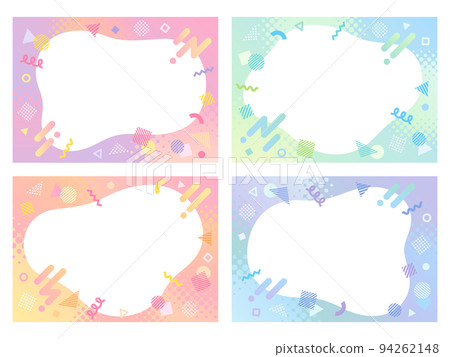 彩色漸變背景和幾何圖案圖標的框架集 94262148