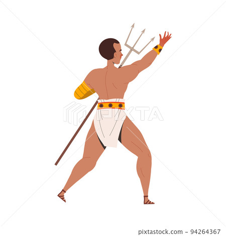 Ancient Man Roman Character Fighting with Trident Vector Illustration Ancient Man Roman Character Fighting with Trident Vector Illustration 94264367