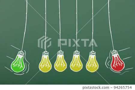 Blackboard with the drawn incandescent lamps Blackboard with the drawn incandescent lamps 94265754