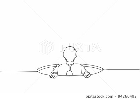 Single one line drawing robot trying to get out of from hole. Future technology development. Artificial intelligence, machine learning processes. Continuous line design graphic vector illustration 94266492