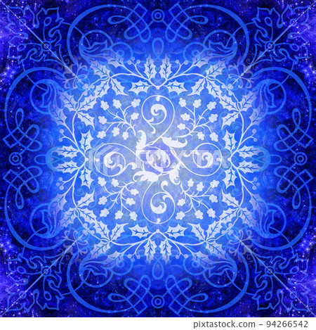 Mysterious and fantastic blue ornament mandala pattern material 94266542