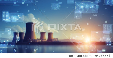 發電廠和技術橫幅和廣告的水平視覺效果 94266561