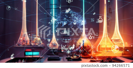 科學實驗和技術橫幅和廣告的水平視覺效果 94266571