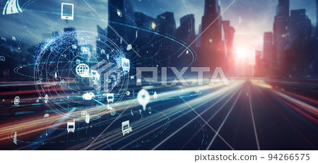 城市交通和技術橫幅和廣告的水平視覺效果 城市交通和技術橫幅和廣告的水平視覺效果 94266575