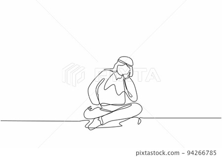 Single one line drawing Arab businessman who is... - Stock Illustration ...