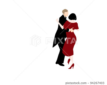 A man in a tailcoat and a woman in a red dress dancing A man in a tailcoat and a woman in a red dress dancing 94267403