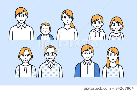 Set of three generation family simple face icons 94267904