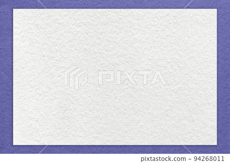 Texture of craft white color paper background with very peri border, macro. Structure of vintage violet cardboard 94268011